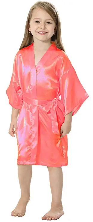 Kids Solid Satin Rayon Kimono Robe Bridesmaid Solid Bathrobe Children Nightgown Sleepwear Dressing Gown Kids Solid Satin Rayon Kimono Robe Bridesmaid Solid Bathrobe Children Nightgown Sleepwear Dressing Gown
