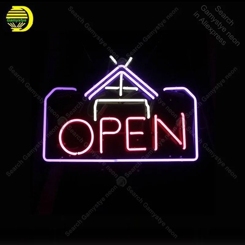 Фото Neon Sign for OPEN house Store neon Light Beer Pub real glass Tubes Handcrafted Display Hotel signs Fil Gas | Лампы и освещение