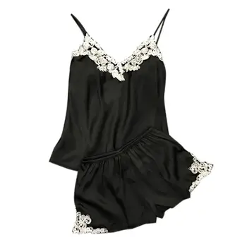 Ladies Sexy Silk Satin Pajama Set Lace Pyjama Set Sleeveless Pijama Set V-neck Sleepwear Summer Home Wear Sleep Wear For Women
Ladies Sexy Silk Satin Pajama Set Lace Pyjama Set Sleeveless Pijama Set V-neck Sleepwear Summer Home Wear Sleep Wear For Women