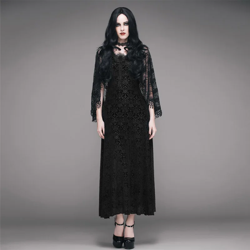 EVA LADY Gothic Black Velvet Dress Match Tassel Shawl Steampunk Sleeveless Strap Long Dress with Feather Collar
EVA LADY Gothic Black Velvet Dress Match Tassel Shawl Steampunk Sleeveless Strap Long Dress with Feather Collar