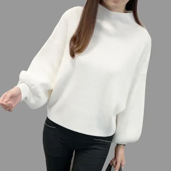 Autumn Women Half Turtleneck Lantern Sleeve Pullovers Knitted Jumper Tops Korean Style Sweaters One Size Clothes
Autumn Women Half Turtleneck Lantern Sleeve Pullovers Knitted Jumper Tops Korean Style Sweaters One Size Clothes
