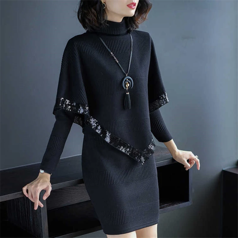 Women Autumn Winter Turtleneck Warm Sexy Party Sweater Knitting Dress Ladies Temperament Elegant Fake Two Picese Dresses O820
Women Autumn Winter Turtleneck Warm Sexy Party Sweater Knitting Dress Ladies Temperament Elegant Fake Two Picese Dresses O820