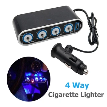 Car Cigarette Lighter 4 Way Sockets DC12V USB Charge Adapter Multi Power Outlet Splitter for Car
Car Cigarette Lighter 4 Way Sockets DC12V USB Charge Adapter Multi Power Outlet Splitter for Car