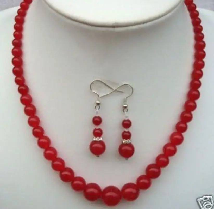 6-14mm Red Natural Stone chalcedony jades Round Beads Necklace Earrings set
6-14mm Red Natural Stone chalcedony jades Round Beads Necklace Earrings set