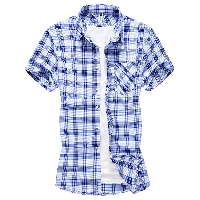 MOGU 2019 New Arrival Mens Short Sleeve Plaid Shirts Cotton Breathable Beach Shirts Fashion Slim Fit Blouse Plus Asian Size 7XL
MOGU 2019 New Arrival Mens Short Sleeve Plaid Shirts Cotton Breathable Beach Shirts Fashion Slim Fit Blouse Plus Asian Size 7XL