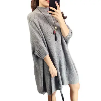Oversized Knitted Dresses Women 2019 Autumn New Korean Bat Half Sleeve Sweater Women Cloak Top Loose Sweater Knit Pullover f374
Oversized Knitted Dresses Women 2019 Autumn New Korean Bat Half Sleeve Sweater Women Cloak Top Loose Sweater Knit Pullover f374