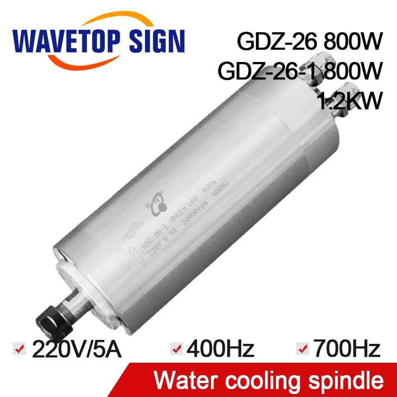 Water Cooling Spindle GDZ-26-1 0.8KW GDZ-26 0.8KW 1.2KW 220V 24000rpm 3A 5A 400HZ 700HZ Dia. 62mm
Water Cooling Spindle GDZ-26-1 0.8KW GDZ-26 0.8KW 1.2KW 220V 24000rpm 3A 5A 400HZ 700HZ Dia. 62mm