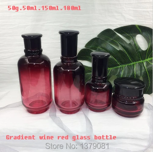 50g 50ml 150ml 180ml Gradient thickened red wine glass lotion bottle /cream jars /plug bottle lid cosmetic packaging container
50g 50ml 150ml 180ml Gradient thickened red wine glass lotion bottle /cream jars /plug bottle lid cosmetic packaging container