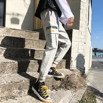 2019 Spring Cargo Pants Men Cotton Drawstring Many Pockets Joggers Trousers Purple Black Ankle Banded male Casual Pants
2019 Spring Cargo Pants Men Cotton Drawstring Many Pockets Joggers Trousers Purple Black Ankle Banded male Casual Pants