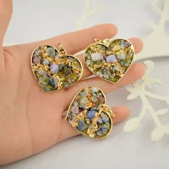 Finding ~ 10pcs Colorful Drusy Chip Crystal Quartz Heart Shape Gem stone Gold Color Pendants
Finding ~ 10pcs Colorful Drusy Chip Crystal Quartz Heart Shape Gem stone Gold Color Pendants