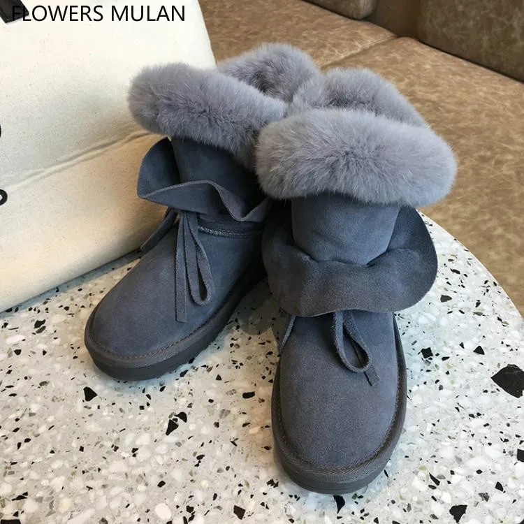 Cute Black Grey Suede Snow Boots For Girl Round Toe Flat Rubber Heel Zapatos De Mujer Ruffles Bowtie Winter Shoes Woman Slip On
Cute Black Grey Suede Snow Boots For Girl Round Toe Flat Rubber Heel Zapatos De Mujer Ruffles Bowtie Winter Shoes Woman Slip On