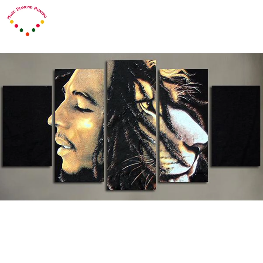 5DDIYdiamond painting 5 Panel Bob Marley Lion Head Wall Art Canvas needlework cross stitch crystal full round diamond embroidery
5DDIYdiamond painting 5 Panel Bob Marley Lion Head Wall Art Canvas needlework cross stitch crystal full round diamond embroidery