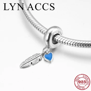 925 Sterling Silver Beads Sacred feathers and blue Enamel Heart Pendant Jewelry DIY Fit Original Pandora Charm Bracelet Women
925 Sterling Silver Beads Sacred feathers and blue Enamel Heart Pendant Jewelry DIY Fit Original Pandora Charm Bracelet Women