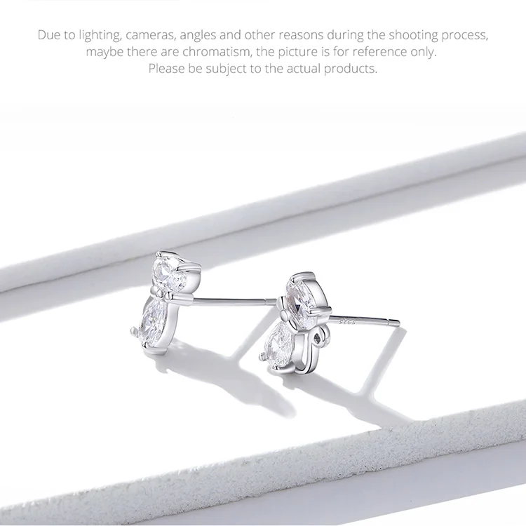 Cat Silver Stud Earrings Sterling Silver 925 Clear CZ Cute Animal Ohrringe Hypoallergenic Female - PeticaDeals