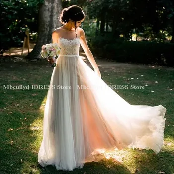 Sheer Lace Appliques Boho Wedding Dresses 2019 Sexy Backless Beach Wedding Gowns Soft Tulle Formal Sweep Train vestidos de novia
Sheer Lace Appliques Boho Wedding Dresses 2019 Sexy Backless Beach Wedding Gowns Soft Tulle Formal Sweep Train vestidos de novia