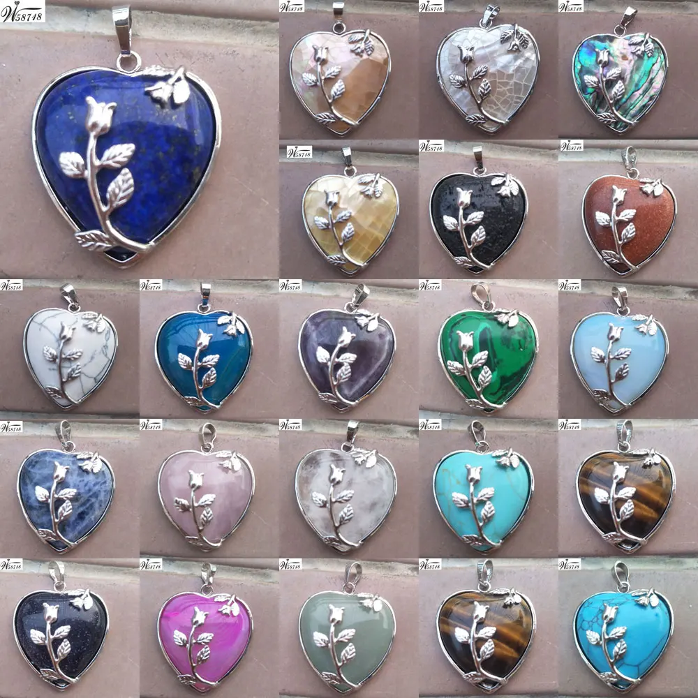 Lapis Lazuli Tiger Eye Malachite Opal Shell Crystal Aventurine Carnelian Howlite Blue Sand Goldstone Heart Pendant Bead PWB704
Lapis Lazuli Tiger Eye Malachite Opal Shell Crystal Aventurine Carnelian Howlite Blue Sand Goldstone Heart Pendant Bead PWB704