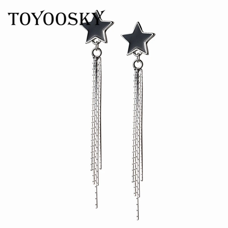 TOYOOSKY Newest Fashion Vintage Black Star Tassel Dangle Ear Earrings 925 Sterling Silver Jewelry Women Wedding Accessories
TOYOOSKY Newest Fashion Vintage Black Star Tassel Dangle Ear Earrings 925 Sterling Silver Jewelry Women Wedding Accessories