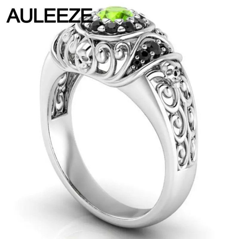 Halloween Skull Natural Black Agate Ring Natural Peridot Engagement Ring Solid 10K White Gold Art Deco Party Ring For Womens
Halloween Skull Natural Black Agate Ring Natural Peridot Engagement Ring Solid 10K White Gold Art Deco Party Ring For Womens