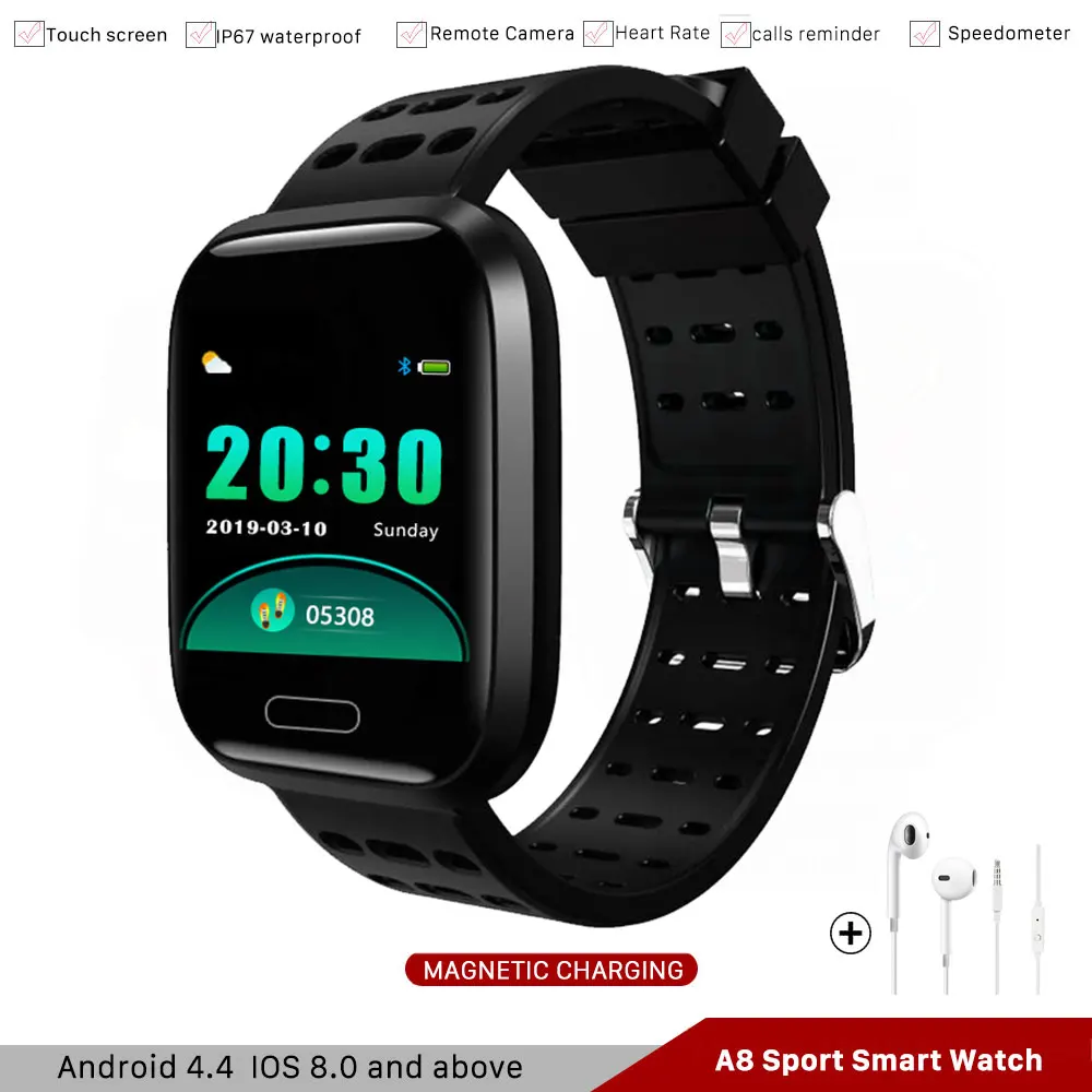 A8 Smart Watch Fitness Tracker Bracelet Heart Rate Blood Oxygen Call Reminder Push Smartwatch For IOS Android Samsung Xiaomi
A8 Smart Watch Fitness Tracker Bracelet Heart Rate Blood Oxygen Call Reminder Push Smartwatch For IOS Android Samsung Xiaomi