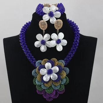 Unique Design Royal Blue African Statement Necklace Jewelry Bead Set Multicolor Flower Crystal Bridal Handmade Jewelry Set QW018
Unique Design Royal Blue African Statement Necklace Jewelry Bead Set Multicolor Flower Crystal Bridal Handmade Jewelry Set QW018