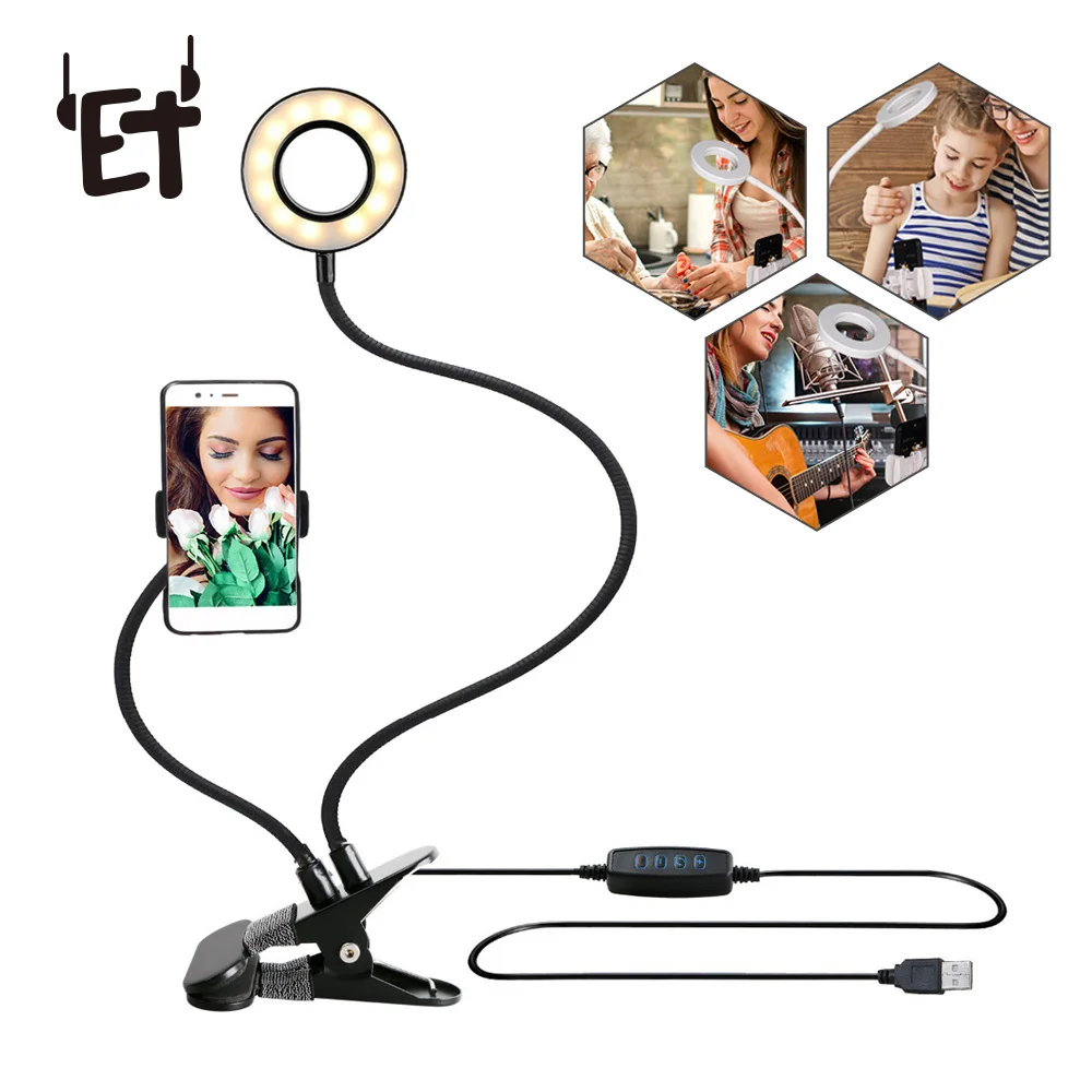 ET Photo Studio Selfie LED Ring Light w/ Cell Phone Mobile Holder for Youtube Live Stream Makeup Camera Lamp for iPhone Android
ET Photo Studio Selfie LED Ring Light w/ Cell Phone Mobile Holder for Youtube Live Stream Makeup Camera Lamp for iPhone Android