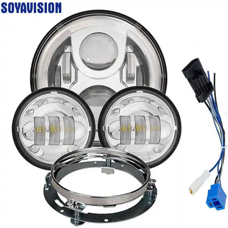 60W 7inch LED Headlight & 4.5" Chrome Passing Auxiliary Spot Fog Lamp 7" LED Headlight Mounting Bracket For Harley David Bike
60W 7inch LED Headlight & 4.5" Chrome Passing Auxiliary Spot Fog Lamp 7" LED Headlight Mounting Bracket For Harley David Bike