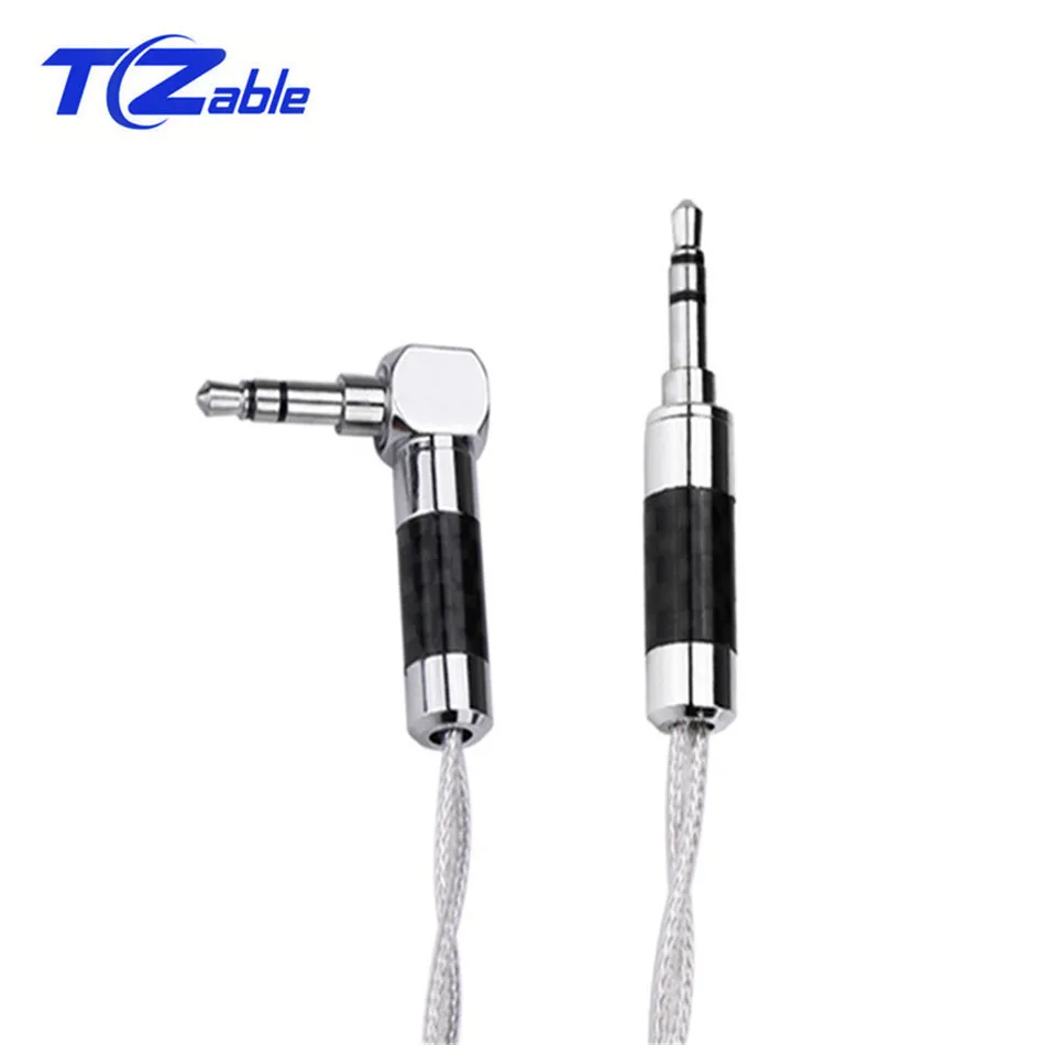 Hifi 3.5mm AUX Cable Pure Silver Core Screening 3.5 Jack Earphone Audio Cable 180 Degree to 90 Degree
Hifi 3.5mm AUX Cable Pure Silver Core Screening 3.5 Jack Earphone Audio Cable 180 Degree to 90 Degree