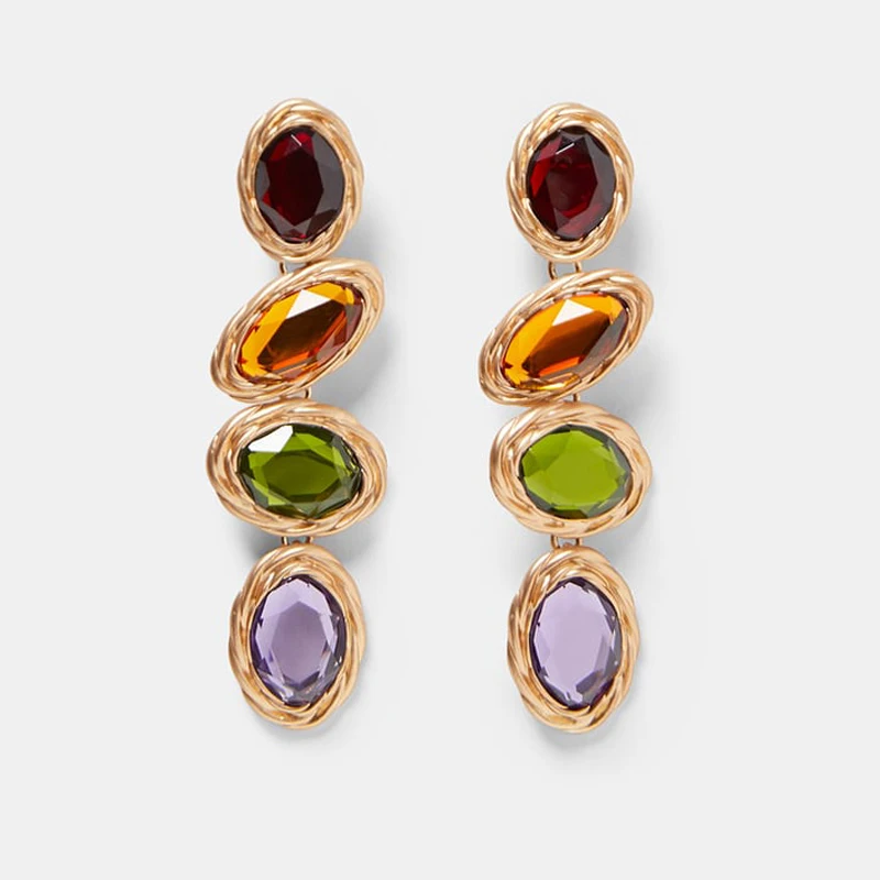 Bestessy Shining Glass Vintage Za Drop Earrings For Women Classic Metal Christmas Gift Jewelry Trendy Bohemian Bijoux Mujer 
Bestessy Shining Glass Vintage Za Drop Earrings For Women Classic Metal Christmas Gift Jewelry Trendy Bohemian Bijoux Mujer