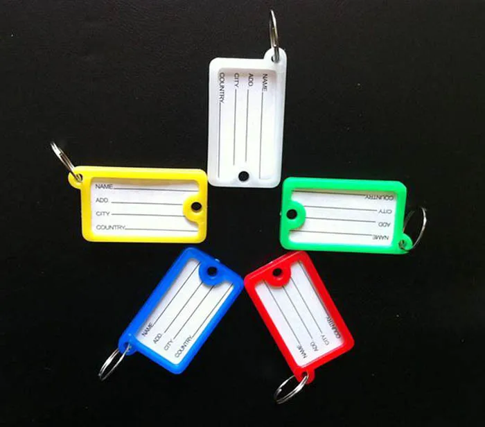 100Pcs 2- sides Plastic Rectangle Keychains luggage tag key ID Label for hotel -Free Shipping
100Pcs 2- sides Plastic Rectangle Keychains luggage tag key ID Label for hotel -Free Shipping