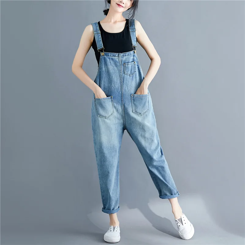 Johnature Casual Comfortable Sleeveless Jeans Women Jumpsuits 2019 Summer New Korean Loose Pockets Ankle-length Palysuits
Johnature Casual Comfortable Sleeveless Jeans Women Jumpsuits 2019 Summer New Korean Loose Pockets Ankle-length Palysuits