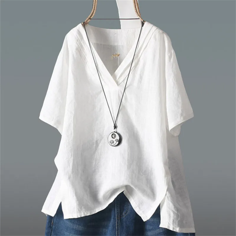 2019 Summer Women Tops Blouses Casual Short Sleeve Solid Irregular Linen Blouse Female Shirts Blouse Plus Size Womens V433
2019 Summer Women Tops Blouses Casual Short Sleeve Solid Irregular Linen Blouse Female Shirts Blouse Plus Size Womens V433