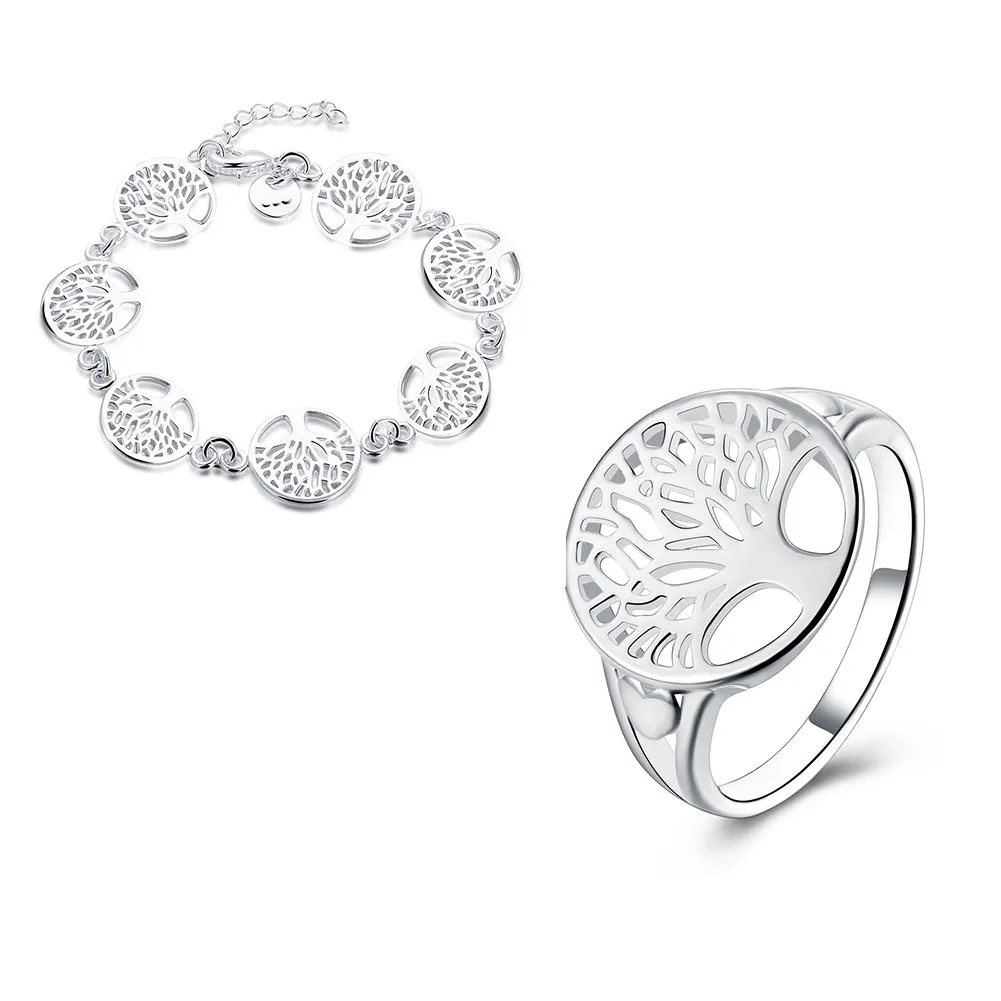 Charming Wisdom Tree Jewelry Fashion Silver-plated Round Tree of Life Bracelet Ring Set Wedding Accessories
Charming Wisdom Tree Jewelry Fashion Silver-plated Round Tree of Life Bracelet Ring Set Wedding Accessories