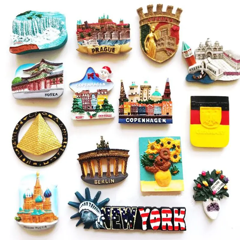 

Denmark, South Korea, Netherlands, Egypt, Germany, Russia 3D Fridge Magnets Tourism Souvenirs Refrigerator Magnetic Stickers