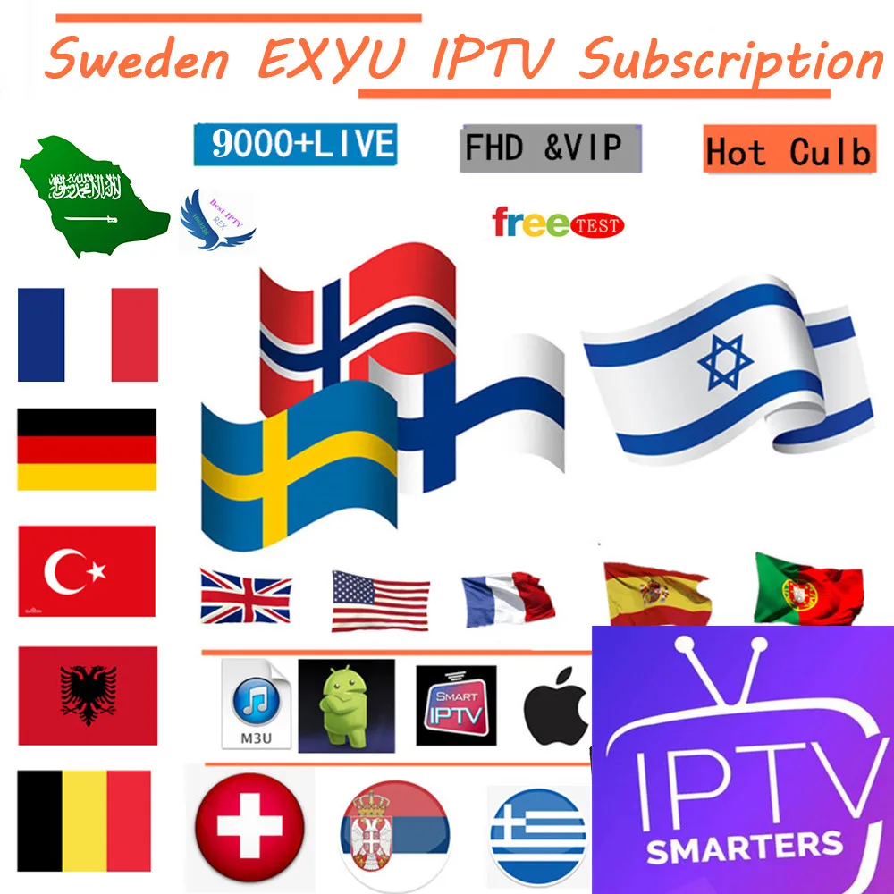 

GTMEDIA IPTV 9000 channels IPTV subscription Europe Spain Sweden Arabic French Italy Norway Saudi Arabia M3U Smart TV Mag tv box