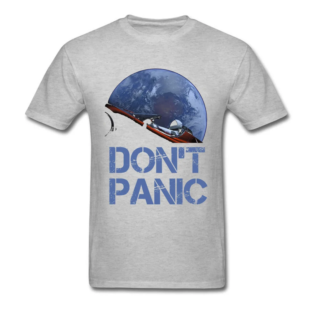 Dont Panic Starman O-Neck T Shirts Summer Tops Tees Short Sleeve New Coming All Cotton Gift Tops T Shirt Europe Men Dont Panic Starman grey