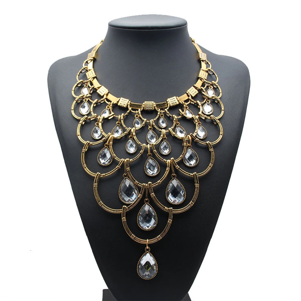 

Long Pendent Large Necklace Maxi Women CHEAP Fashion Jewelery Collares Statement F1004 with Rhinestones bohemian