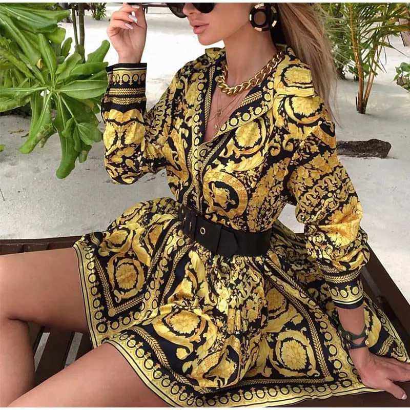 Sexy Paisley Gold Print Women's Mini Dress A-line Casual Dresses For Women Short Dress 2019 Summer Elegant Dress Ladies Vintage
Sexy Paisley Gold Print Women's Mini Dress A-line Casual Dresses For Women Short Dress 2019 Summer Elegant Dress Ladies Vintage