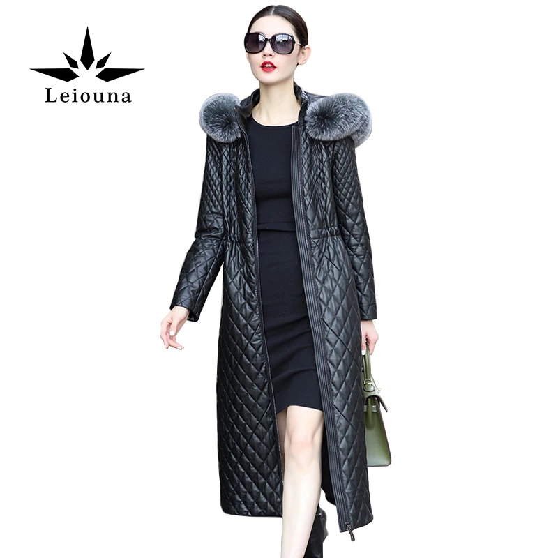 Leiouna Winter Coat Women Genuine Overcoat Fur Collar Hooded Sheepskin Real Leather Jackets Female Outerwear
Leiouna Winter Coat Women Genuine Overcoat Fur Collar Hooded Sheepskin Real Leather Jackets Female Outerwear