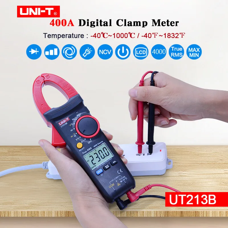 Digital Clamp Meter UNI-T UT213B True RMS AC DC voltmeter AC Ammeter ohmmeter Capacitance Frequency meter Digital Multimeter
Digital Clamp Meter UNI-T UT213B True RMS AC DC voltmeter AC Ammeter ohmmeter Capacitance Frequency meter Digital Multimeter