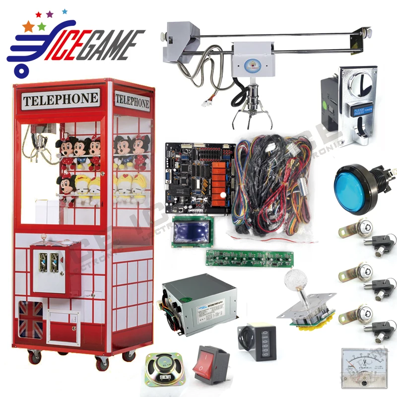 DIY arcade cabinet Toy Crane Machine kit with claw, motor, crane game PCB, coin acceptor, buttons, harness. joystick
DIY arcade cabinet Toy Crane Machine kit with claw, motor, crane game PCB, coin acceptor, buttons, harness. joystick