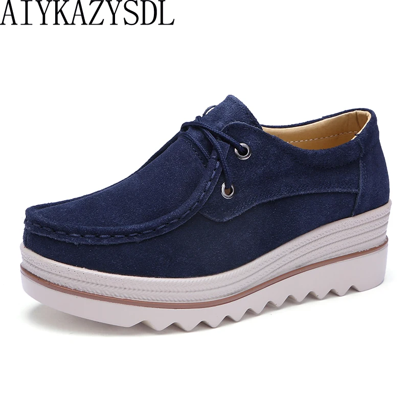 AIYKAZYSDL 2018 Autumn Women Casual Flats Genuine Suede Leather Platform Sneakers Lace Up Thick Sole Bottom Creepers Wedge Heel
AIYKAZYSDL 2018 Autumn Women Casual Flats Genuine Suede Leather Platform Sneakers Lace Up Thick Sole Bottom Creepers Wedge Heel