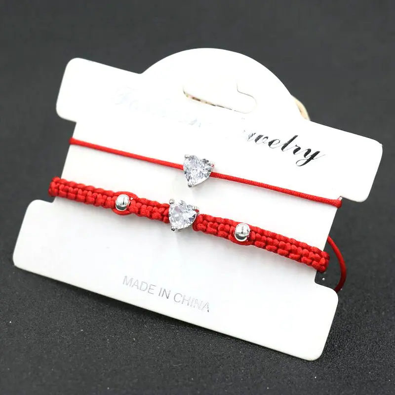 2pcs/set Romantic Design Silver Color Crystal Love Heart Shape Braid Bracelet Women Red Rope Thread String Wish Bracelets Lovers
2pcs/set Romantic Design Silver Color Crystal Love Heart Shape Braid Bracelet Women Red Rope Thread String Wish Bracelets Lovers