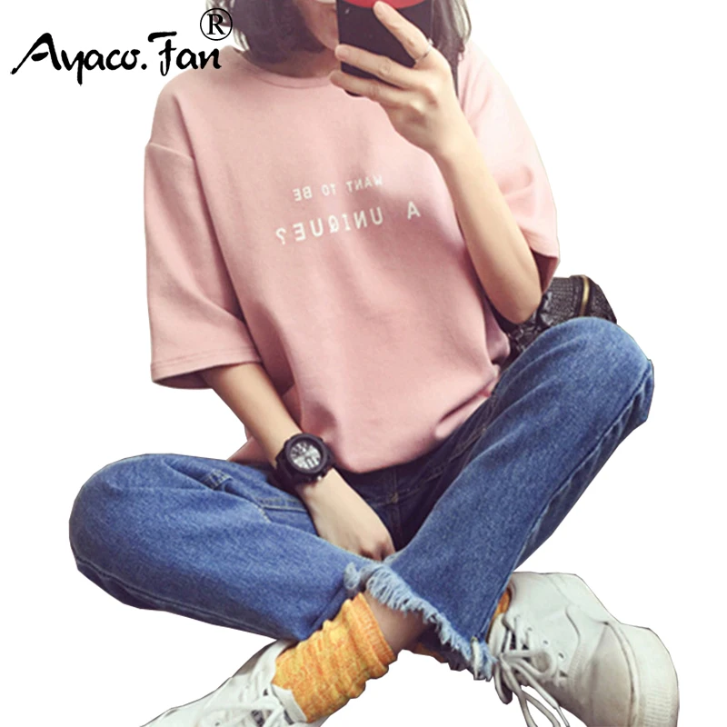Summer Short Sleeve Soft T-Shirt 2019 New O-Neck Letter Print Loose Women T-Shirts Girls Lady T-Shirt Casual Student Tops Tee
Summer Short Sleeve Soft T-Shirt 2019 New O-Neck Letter Print Loose Women T-Shirts Girls Lady T-Shirt Casual Student Tops Tee