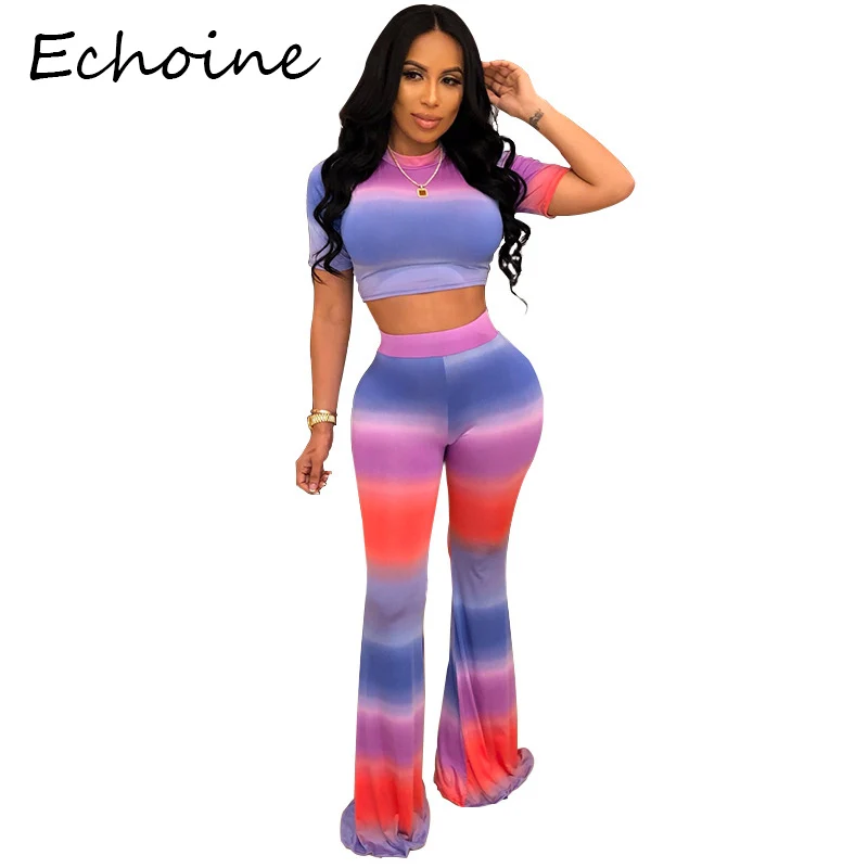 Echoine Casual Colorful Women Pants Set Short Sleeve Crop Top +Long Wide Pants Tracksuit Sportwear Sexy Two Piece Outfits For Wo
Echoine Casual Colorful Women Pants Set Short Sleeve Crop Top +Long Wide Pants Tracksuit Sportwear Sexy Two Piece Outfits For Wo