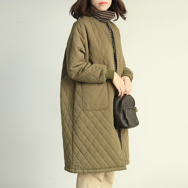 TongKou 2019 winter loose long quilted coat coat women's large size thick plaid baseball collar cotton suit
TongKou 2019 winter loose long quilted coat coat women's large size thick plaid baseball collar cotton suit