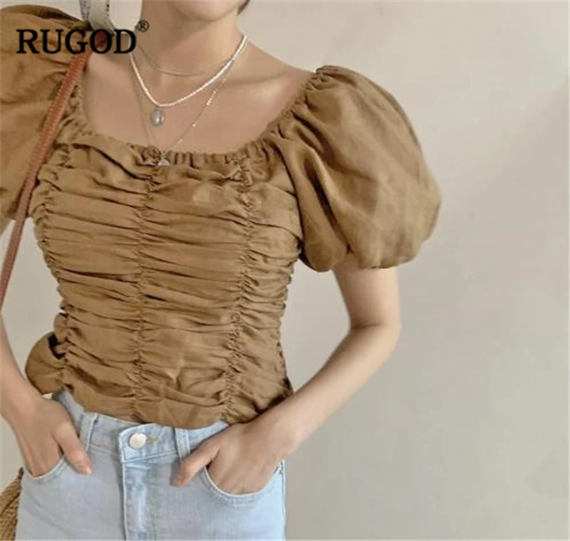 RUGOD 2019 New Arrival Women Solid Shirt Square Collar Short Puff Sleeves Tunic Pleated Blouse Korean Style Modis Mujer Vintage
RUGOD 2019 New Arrival Women Solid Shirt Square Collar Short Puff Sleeves Tunic Pleated Blouse Korean Style Modis Mujer Vintage
