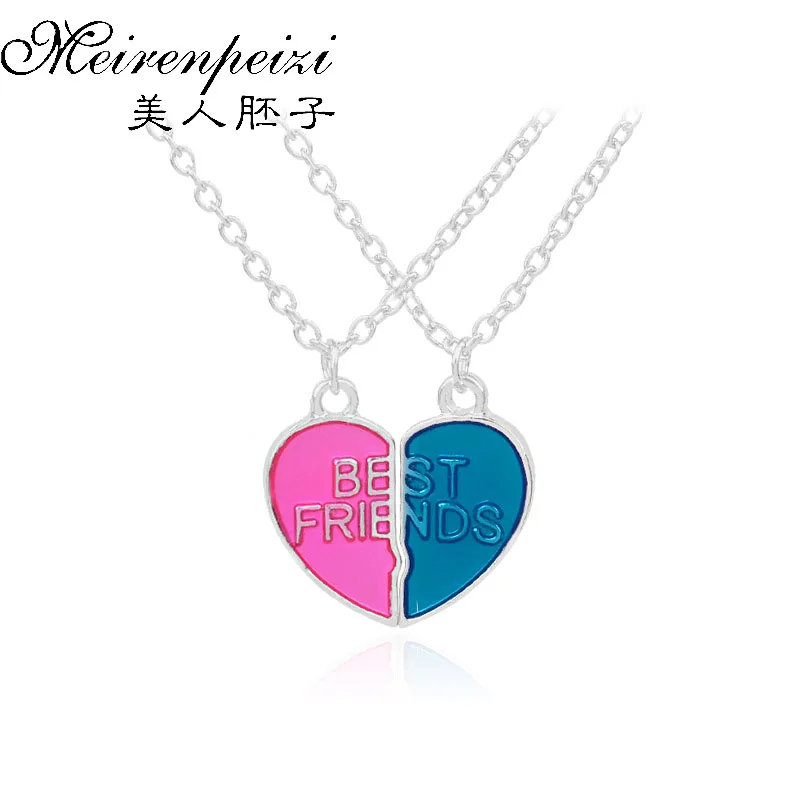 New Trendy 2pcs/set Half Love Heart Blue Red Enamel Pendant Necklaces Best Friends BFF Friendship Necklace For Jewelry Gifts
New Trendy 2pcs/set Half Love Heart Blue Red Enamel Pendant Necklaces Best Friends BFF Friendship Necklace For Jewelry Gifts