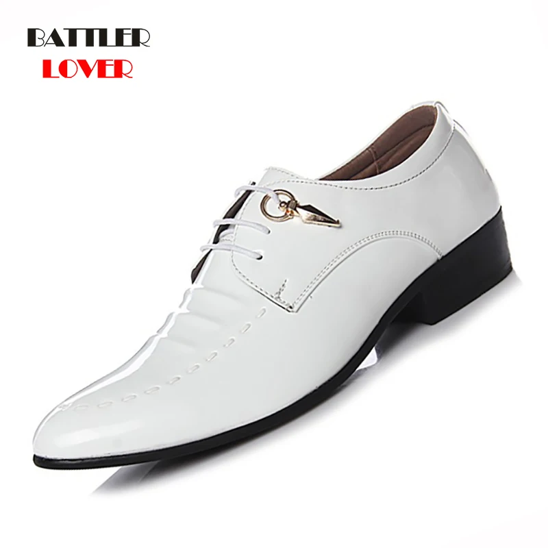 Men Patent Leather Oxfords High Quality Genuine Leather Shoes Classic Brogue Mens Formal Shoe Casual Bullock Dress Wedding Shoes