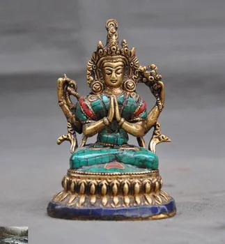 Christmas Tibet Buddhism Bronze turquoise 4 arm Tara Kwan-Yin Guanyin Buddha Statue Halloween
Christmas Tibet Buddhism Bronze turquoise 4 arm Tara Kwan-Yin Guanyin Buddha Statue Halloween