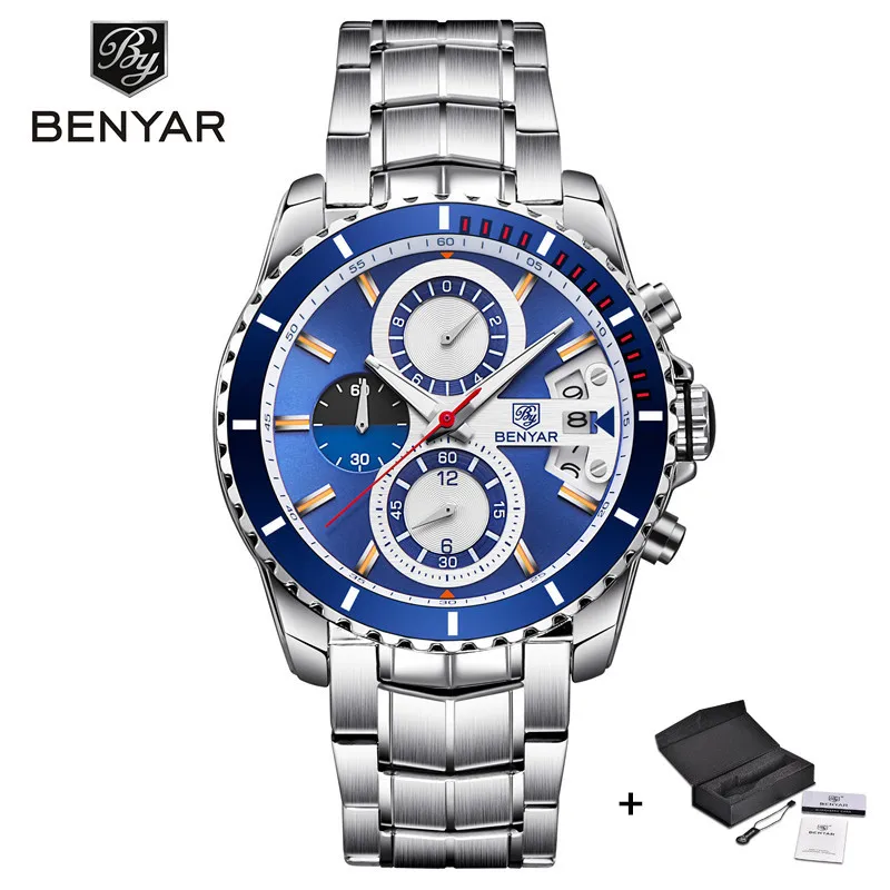 BENYAR Mens Watches Top Brand Luxury Business Watch Men Stainless Steel Military Sport Quartz Wrist Watch relogio masculino xfcs
BENYAR Mens Watches Top Brand Luxury Business Watch Men Stainless Steel Military Sport Quartz Wrist Watch relogio masculino xfcs